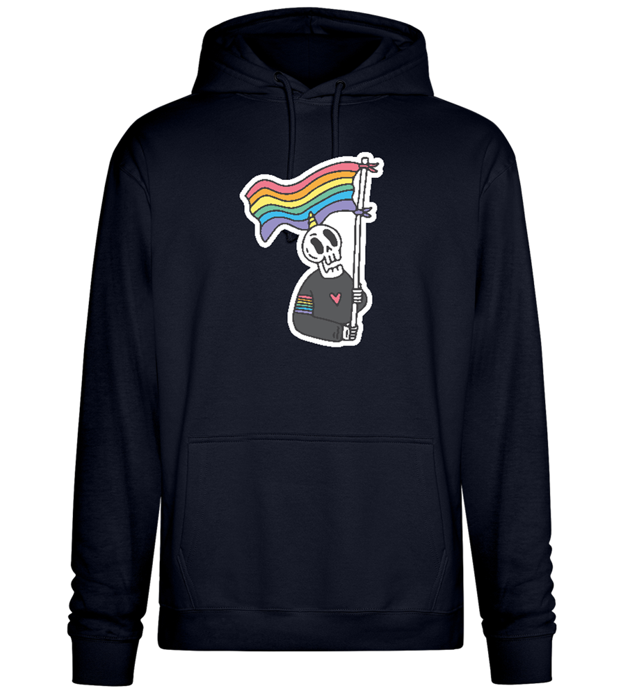 Rainbow Flag Skull Design - Premium Essential Unisex Hoodie_FRENCH NAVY_front