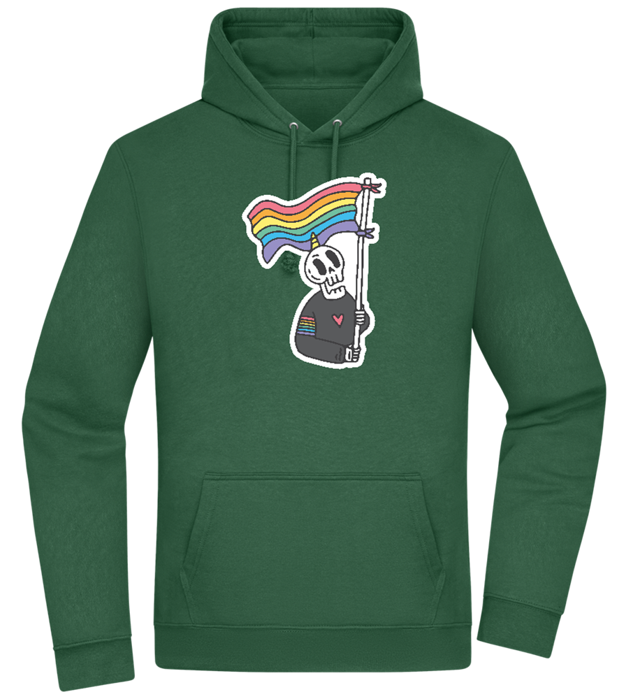 Rainbow Flag Skull Design - Premium Essential Unisex Hoodie_GREEN BOTTLE_front