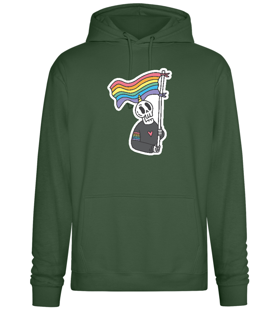 Rainbow Flag Skull Design - Premium Essential Unisex Hoodie_GREEN BOTTLE_front