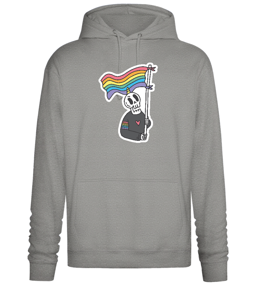 Rainbow Flag Skull Design - Premium Essential Unisex Hoodie_ORION GREY II_front