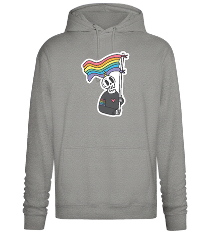 Rainbow Flag Skull Design - Premium Essential Unisex Hoodie_ORION GREY II_front