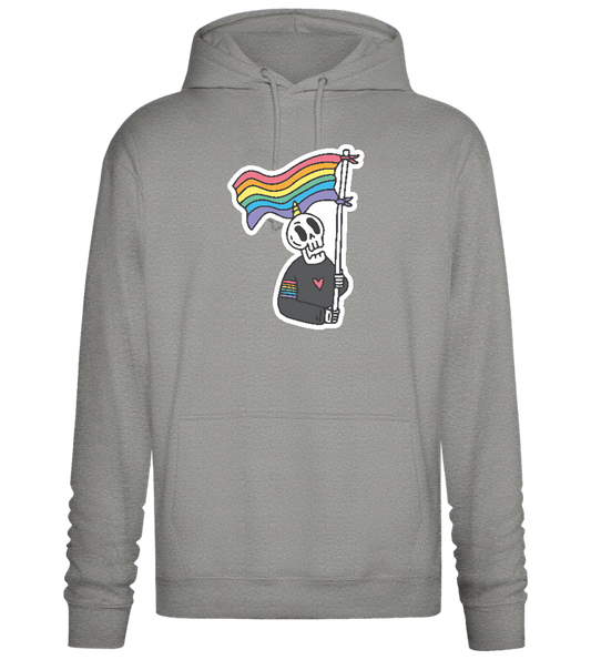 Rainbow Flag Skull Design - Premium Essential Unisex Hoodie_ORION GREY II_front