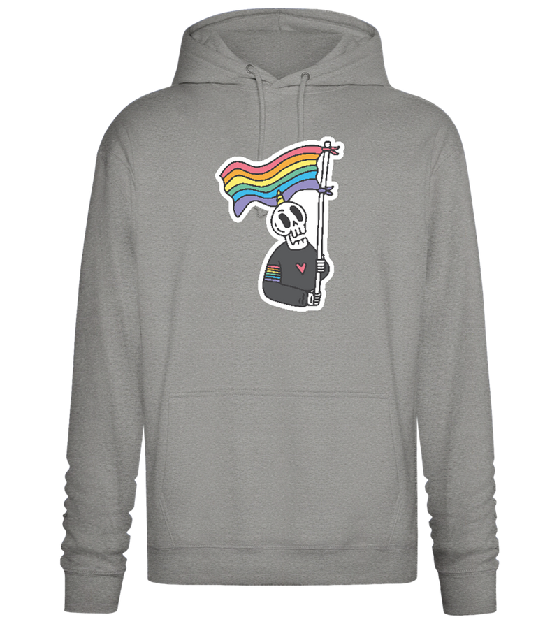 Rainbow Flag Skull Design - Premium Essential Unisex Hoodie_ORION GREY II_front