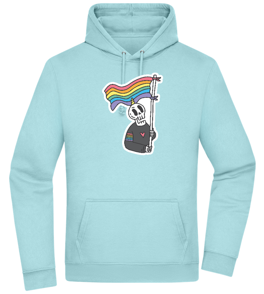 Rainbow Flag Skull Design - Premium Essential Unisex Hoodie_POOL BLUE_front