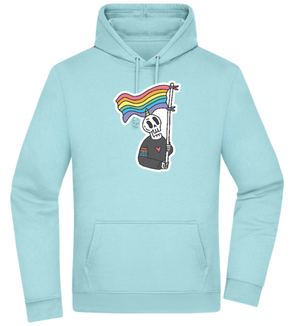 Rainbow Flag Skull Design - Premium Essential Unisex Hoodie_POOL BLUE_front