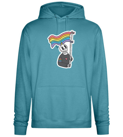 Rainbow Flag Skull Design - Premium Essential Unisex Hoodie_POOL BLUE_front