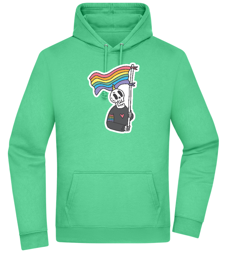 Rainbow Flag Skull Design - Premium Essential Unisex Hoodie_SPRING GREEN_front