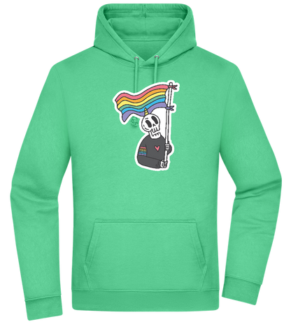 Rainbow Flag Skull Design - Premium Essential Unisex Hoodie_SPRING GREEN_front