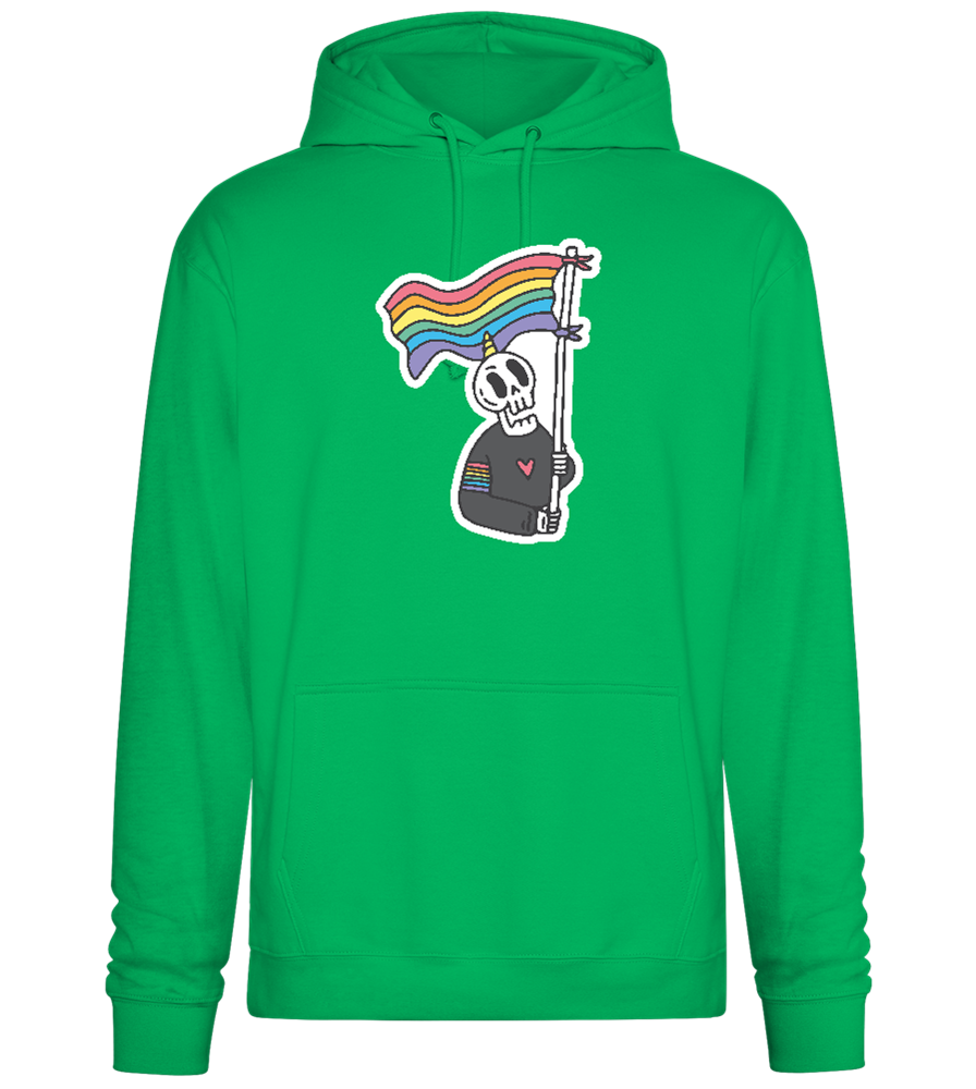 Rainbow Flag Skull Design - Premium Essential Unisex Hoodie_SPRING GREEN_front