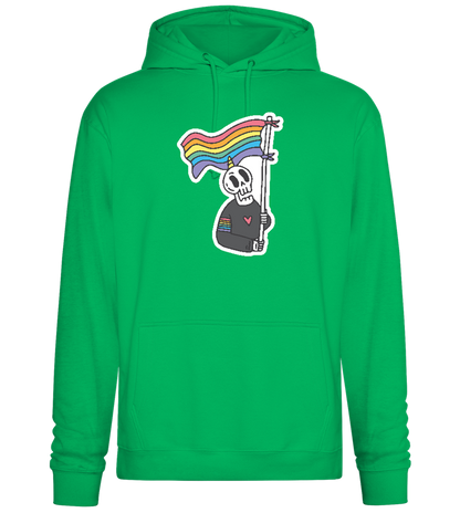 Rainbow Flag Skull Design - Premium Essential Unisex Hoodie_SPRING GREEN_front