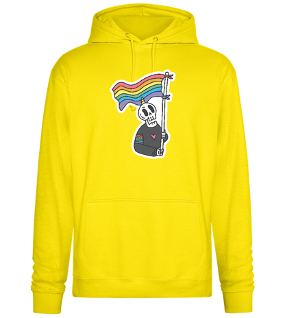 Rainbow Flag Skull Design - Premium Essential Unisex Hoodie_YELLOW_front