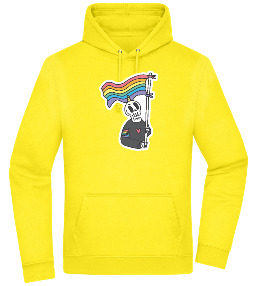 Rainbow Flag Skull Design - Premium Essential Unisex Hoodie_YELLOW_front