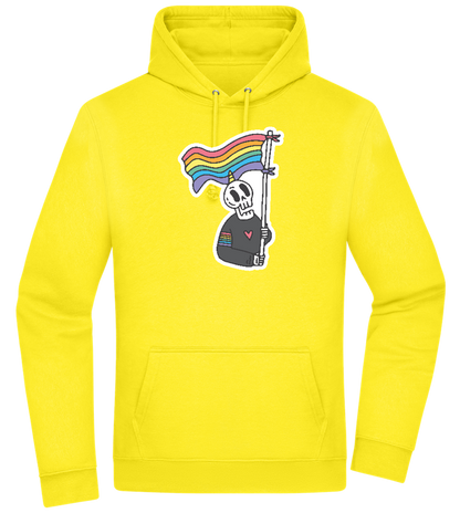 Rainbow Flag Skull Design - Premium Essential Unisex Hoodie_YELLOW_front