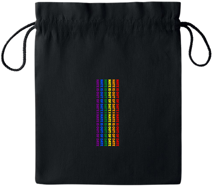 Hate is Out of Date Design - Essential medium colored cotton drawstring bag_BLACK_front