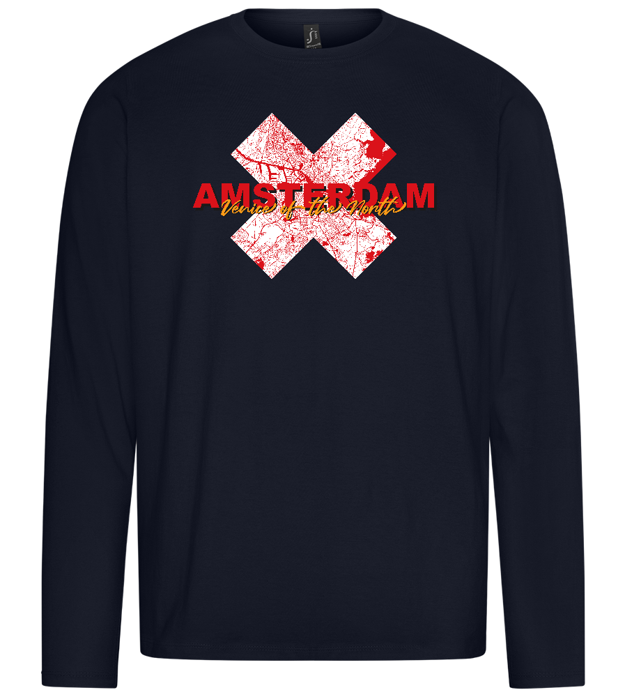 Venice of the North Design - Premium men's long sleeve t-shirt_FRENCH NAVY_front