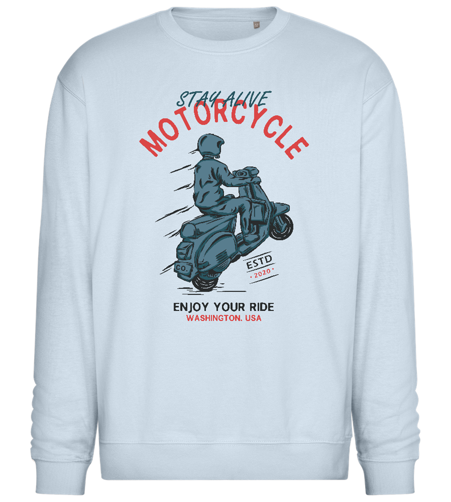 Adventurous Ride Design - Comfort Essential Unisex Sweater_CREAMY BLUE_front