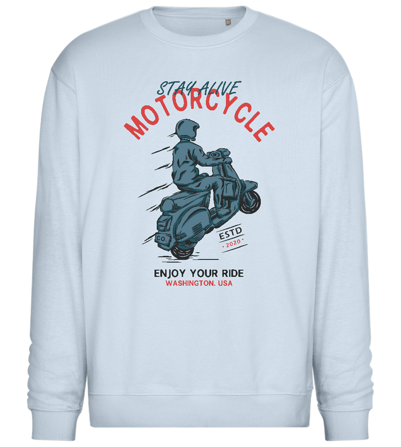 Adventurous Ride Design - Comfort Essential Unisex Sweater_CREAMY BLUE_front