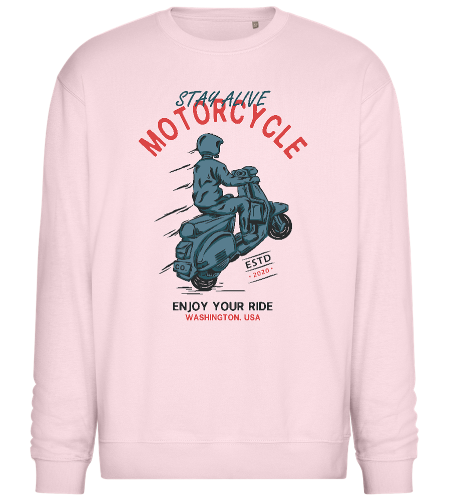 Adventurous Ride Design - Comfort Essential Unisex Sweater_LIGHT PEACH ROSE_front