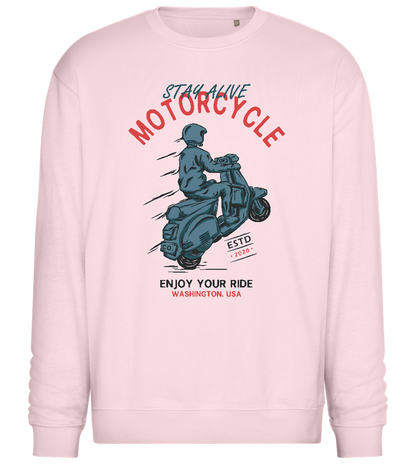 Adventurous Ride Design - Comfort Essential Unisex Sweater_LIGHT PEACH ROSE_front