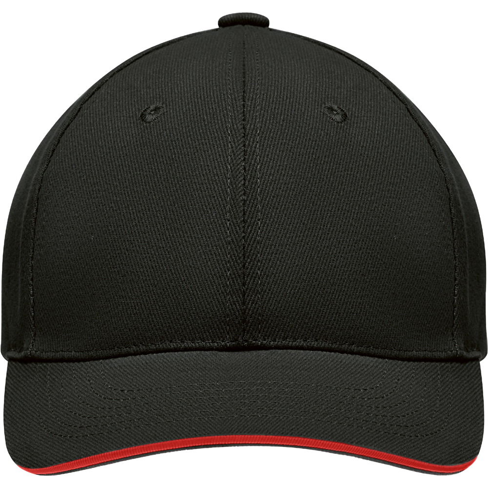 6-Panel Heavy Cotton Baseball Cap_BLACK/RED_front