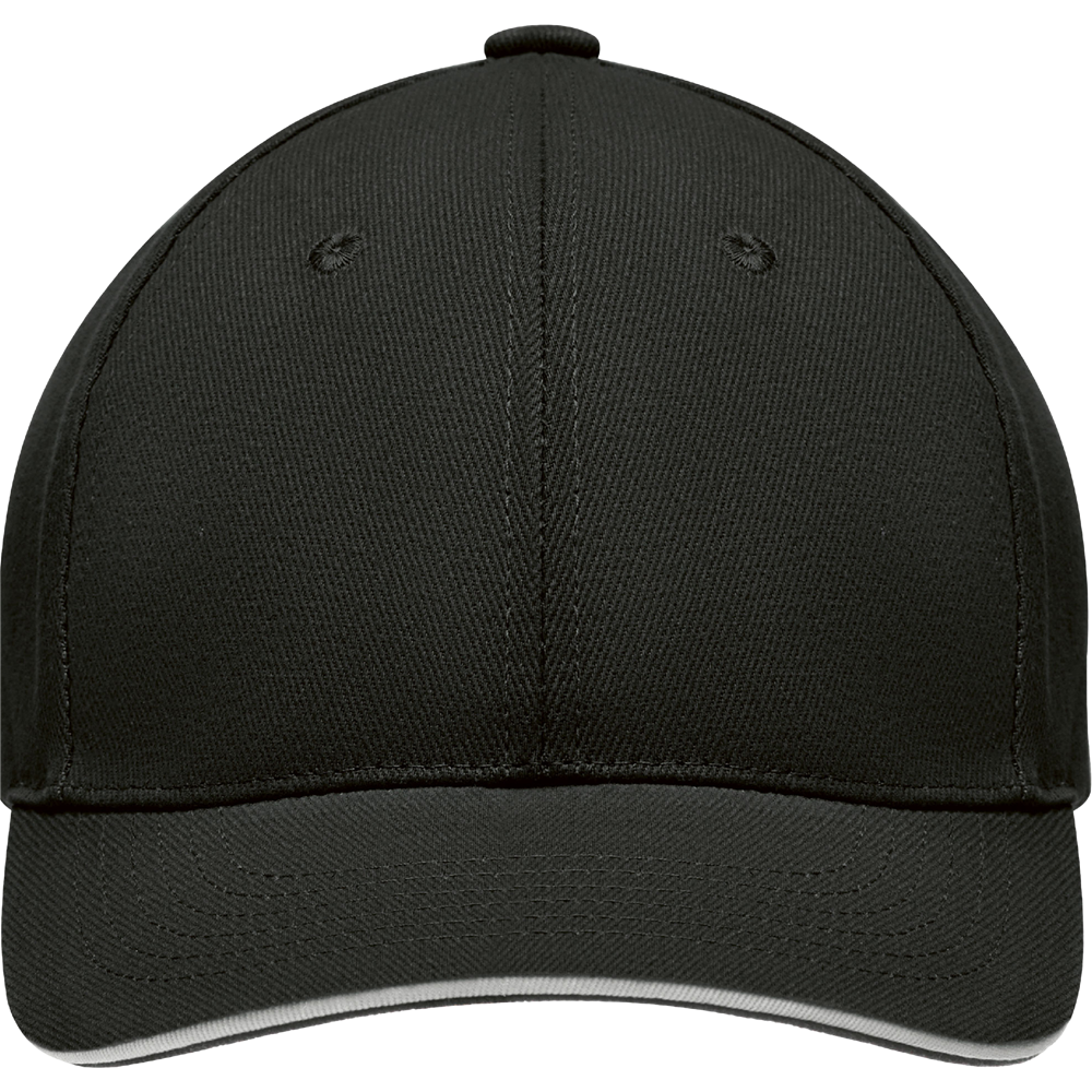 6-Panel Heavy Cotton Baseball Cap_WHITE/BLACK_front