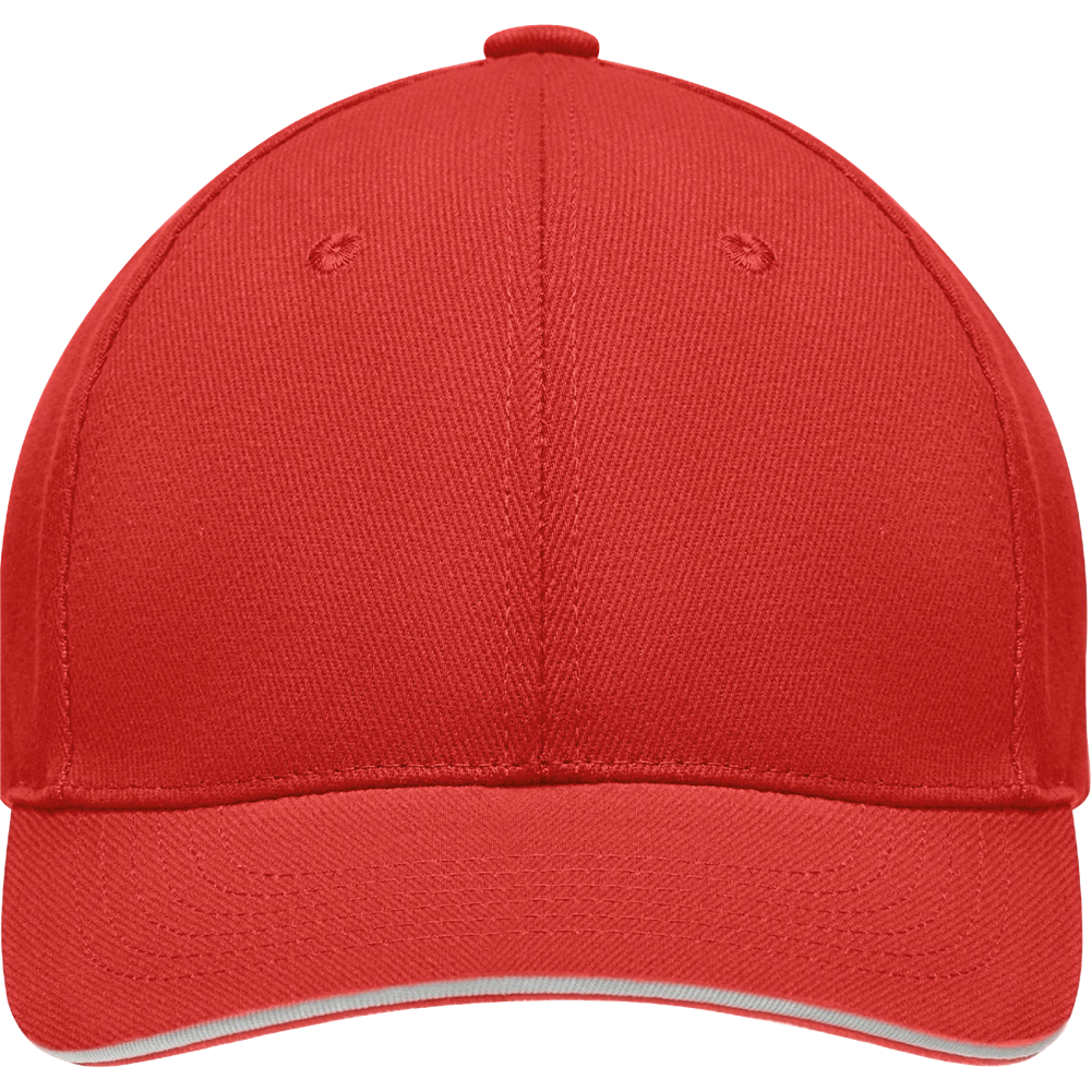 6-Panel Heavy Cotton Baseball Cap_WHITE/RED_front