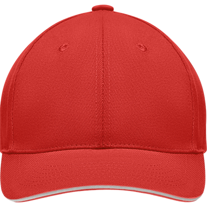 6-Panel Heavy Cotton Baseball Cap_WHITE/RED_front