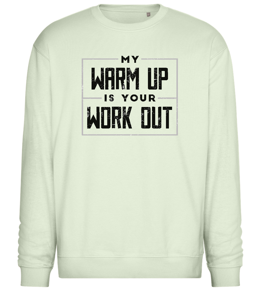 Warm Up Warrior Design - Comfort Essential Unisex Sweater_CREAMY GREEN_front