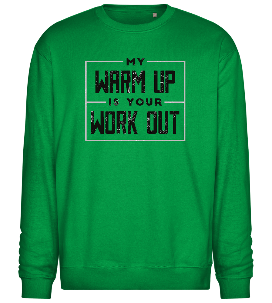 Warm Up Warrior Design - Comfort Essential Unisex Sweater_MEADOW GREEN_front