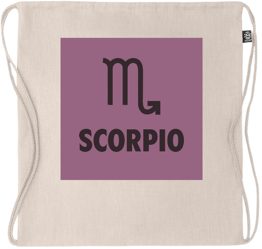 Zodiac Scorpio Design - Premium hemp drawstring bag_BEIGE_front