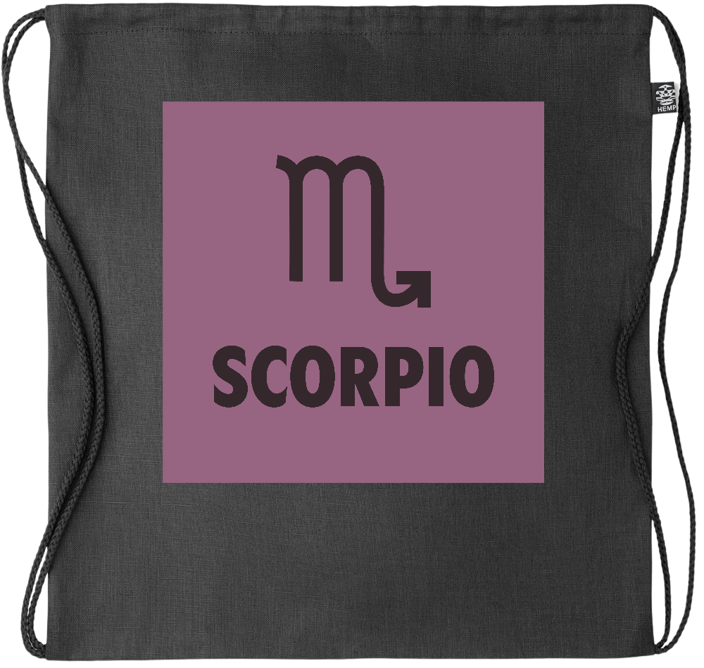 Zodiac Scorpio Design - Premium hemp drawstring bag_BLACK_front