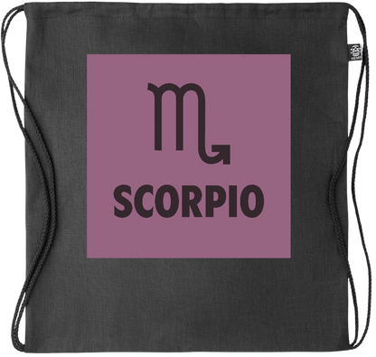 Zodiac Scorpio Design - Premium hemp drawstring bag_BLACK_front