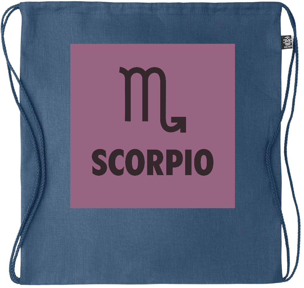 Zodiac Scorpio Design - Premium hemp drawstring bag_BLUE_front