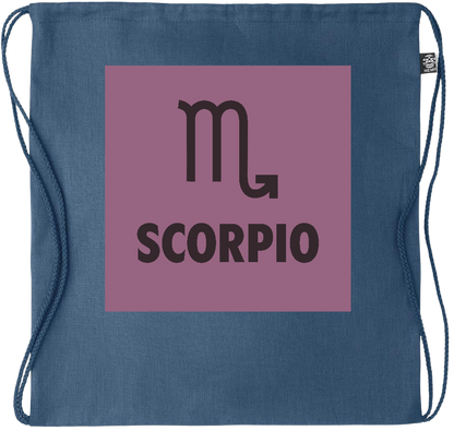 Zodiac Scorpio Design - Premium hemp drawstring bag_BLUE_front