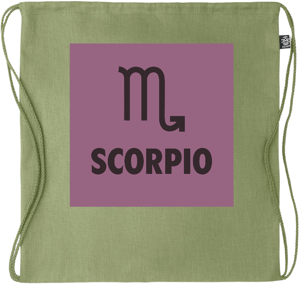 Zodiac Scorpio Design - Premium hemp drawstring bag_GREEN_front