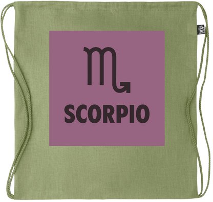 Zodiac Scorpio Design - Premium hemp drawstring bag_GREEN_front