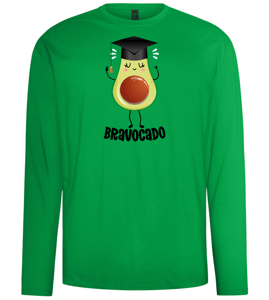 Graduation Bravocado 2 Design - Comfort men's long sleeve t-shirt_MEADOW GREEN_front