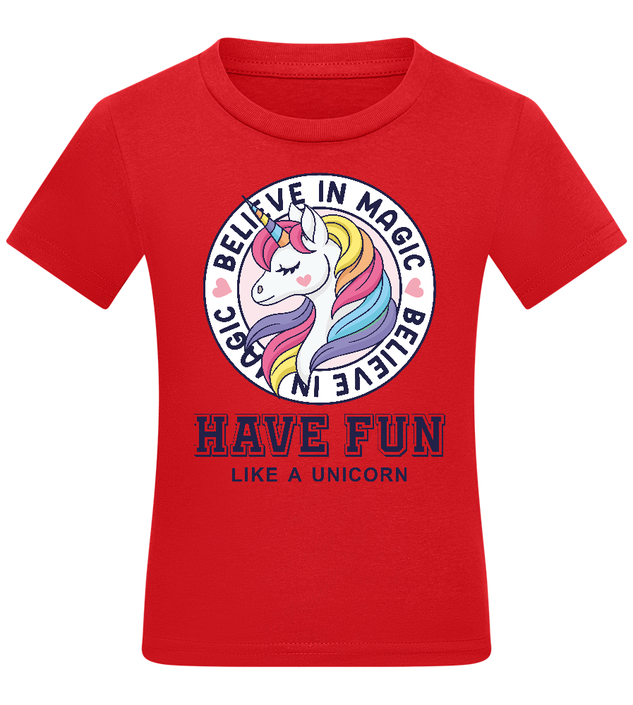 Believe in Magic Unicorn Design - Comfort kids fitted t-shirt_RED_front