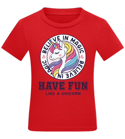 Believe in Magic Unicorn Design - Comfort kids fitted t-shirt_RED_front