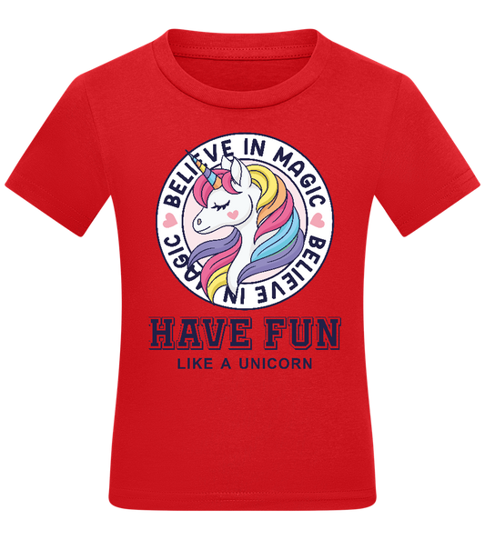 Believe in Magic Unicorn Design - Comfort kids fitted t-shirt_RED_front