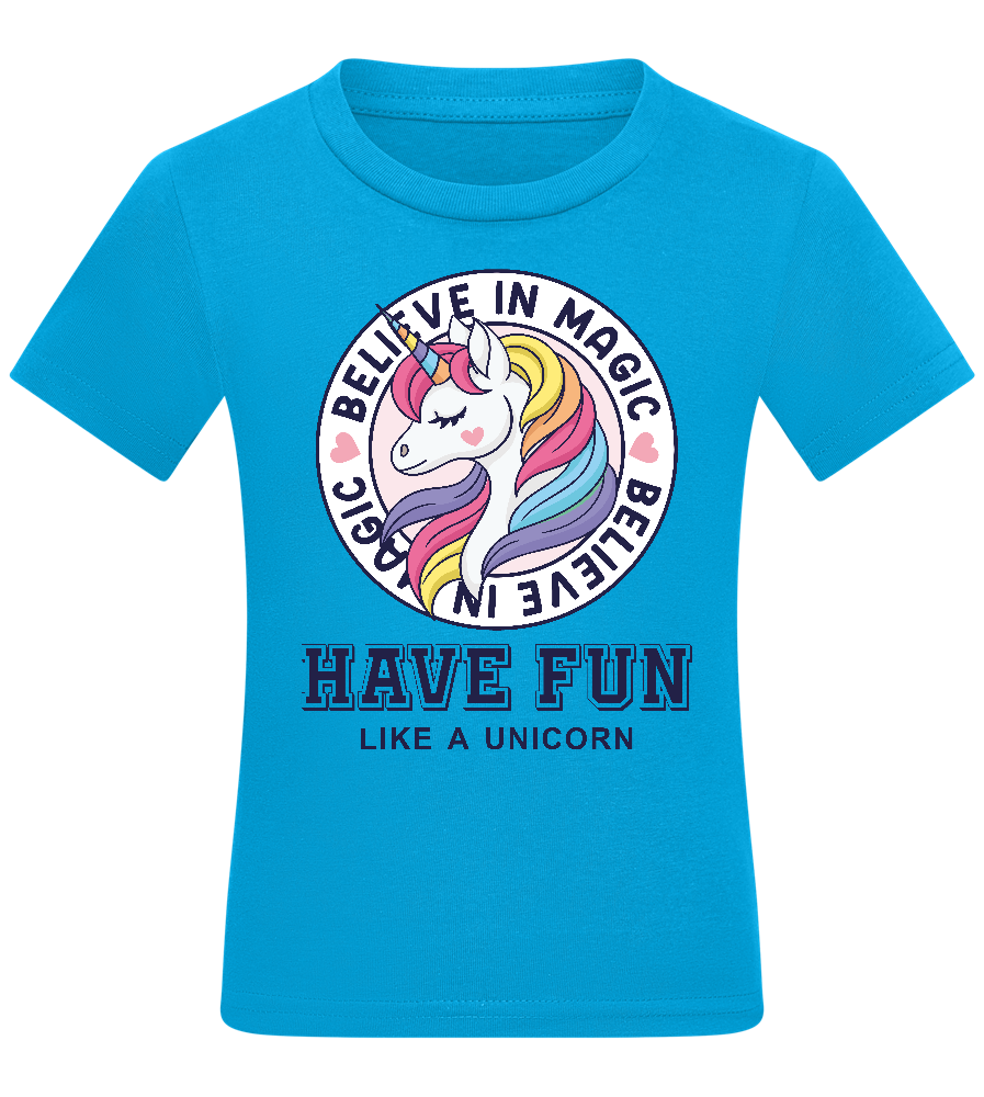 Believe in Magic Unicorn Design - Comfort kids fitted t-shirt_TURQUOISE_front