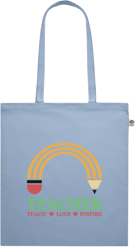 Teacher Pencil Design - Premium colored organic cotton shopping bag_BABY BLUE_front