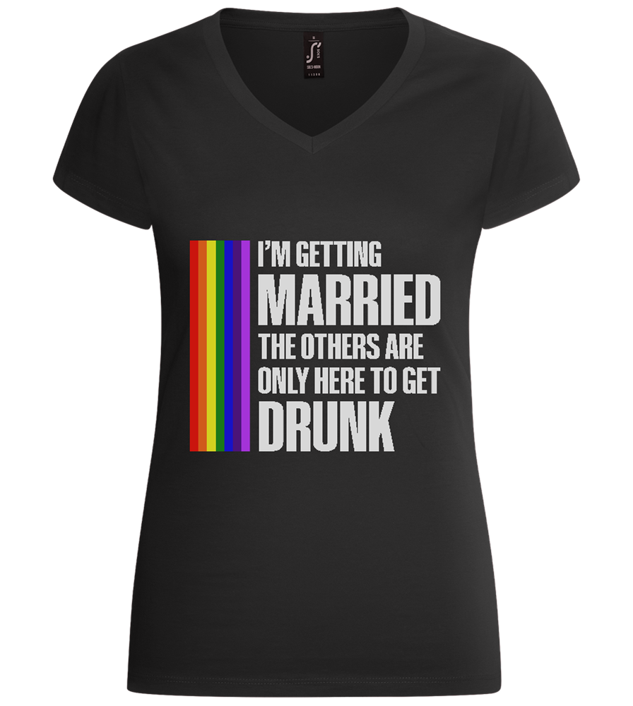 I'm Getting Married Design - Basic women's v-neck t-shirt_DEEP BLACK_front