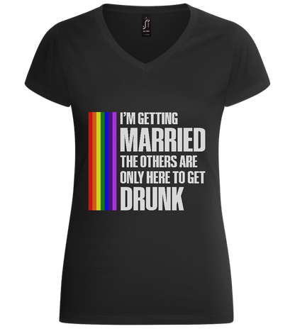 I'm Getting Married Design - Basic women's v-neck t-shirt_DEEP BLACK_front