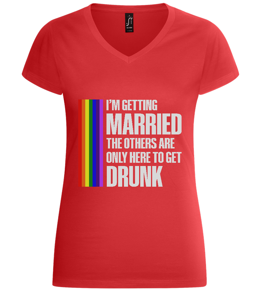 I'm Getting Married Design - Basic women's v-neck t-shirt_RED_front