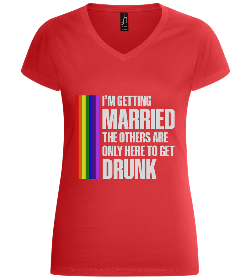 I'm Getting Married Design - Basic women's v-neck t-shirt_RED_front