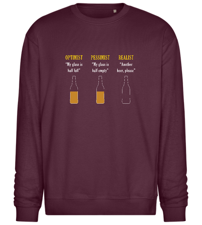 Optimist Pessimist Realist Design - Comfort Essential Unisex Sweater_BORDEAUX_front