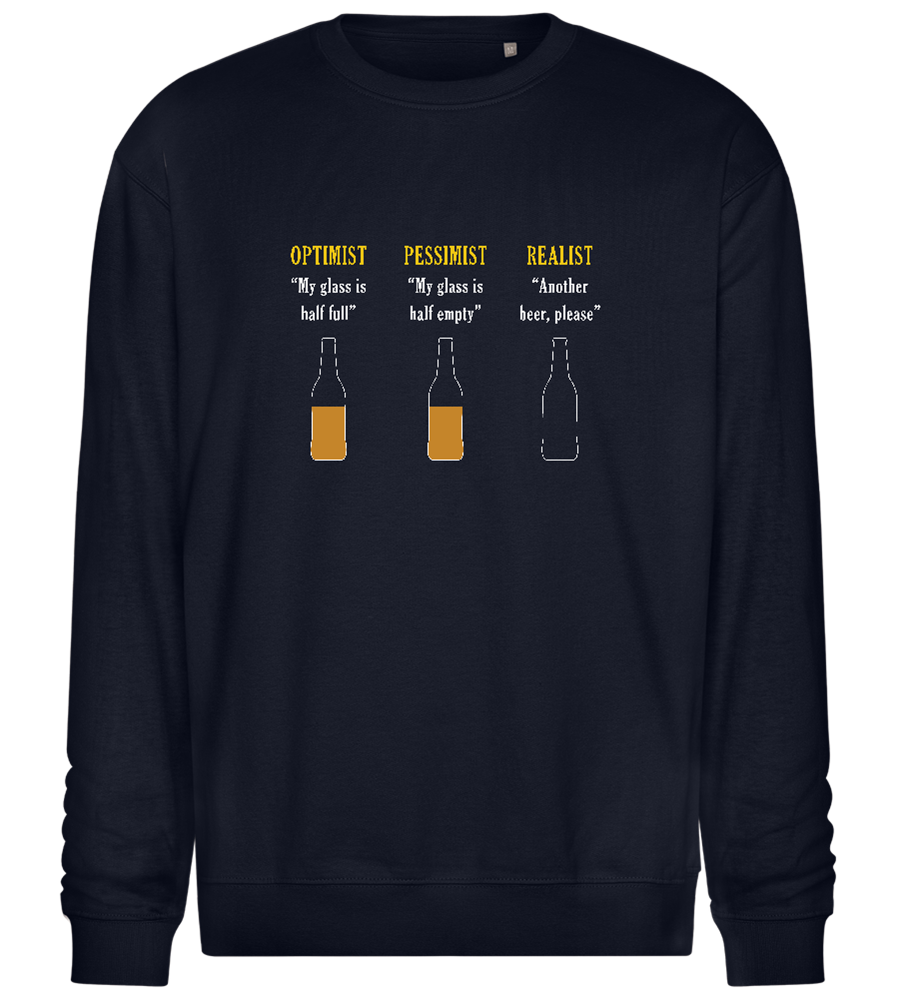 Optimist Pessimist Realist Design - Comfort Essential Unisex Sweater_FRENCH NAVY_front