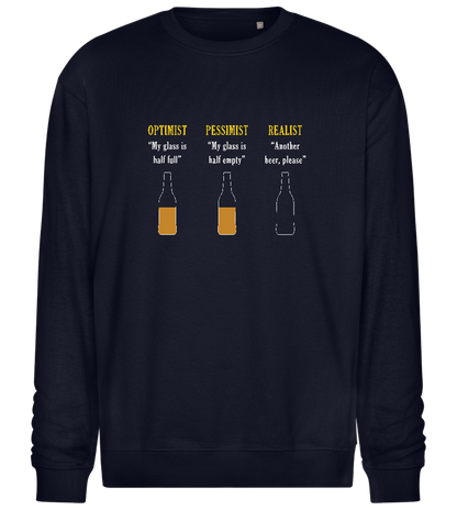 Optimist Pessimist Realist Design - Comfort Essential Unisex Sweater_FRENCH NAVY_front