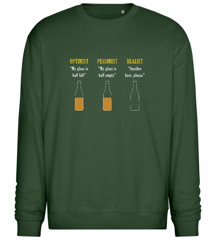 Optimist Pessimist Realist Design - Comfort Essential Unisex Sweater_GREEN BOTTLE_front